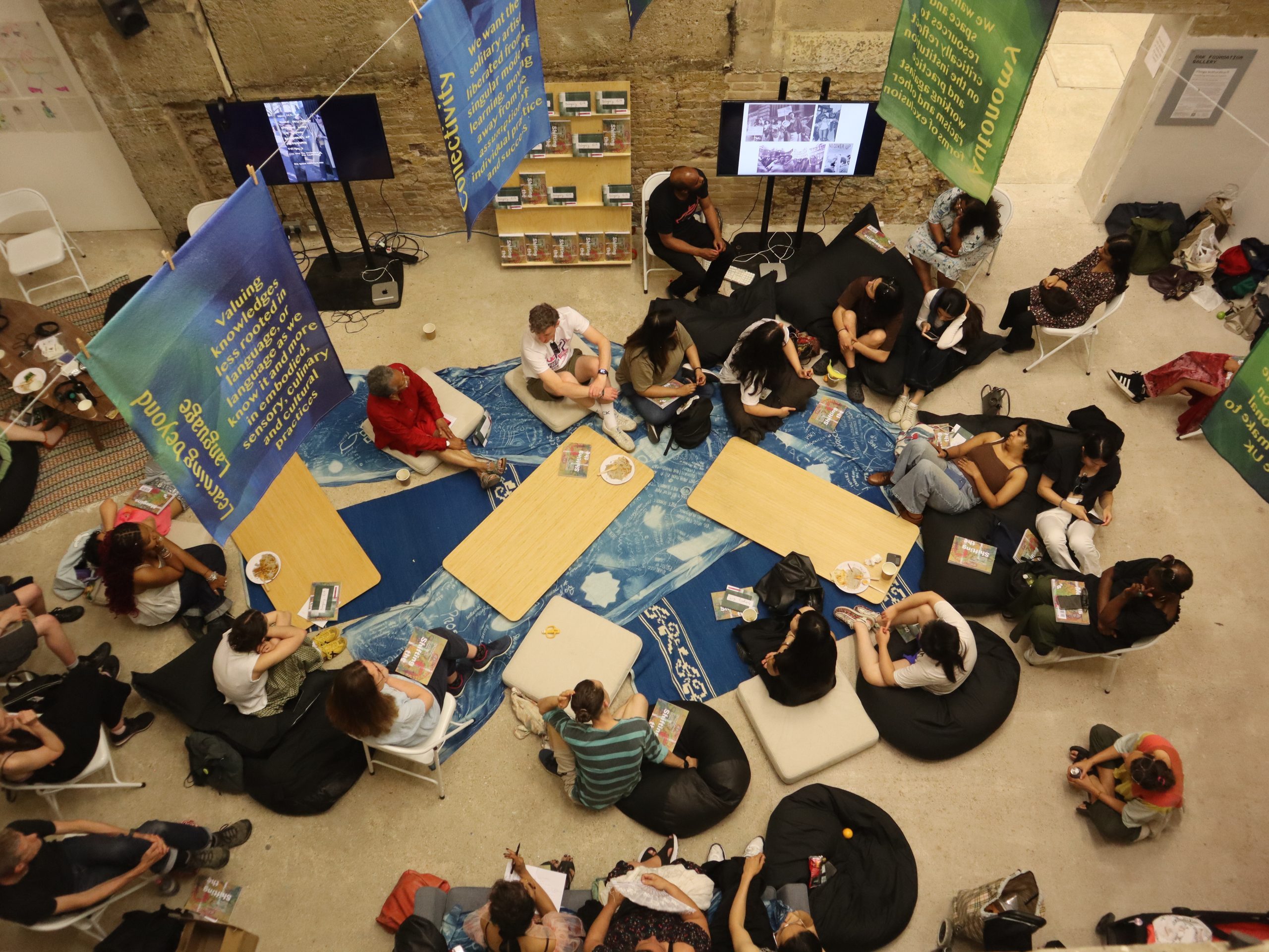 Birds-eye view picture: 'Things Within Reach', Oak Foundation Gallery, 2025. Photo: Adrianna Whittingham.